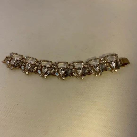 J.Crew Gold Tone Crystal Statement Bracelet 6.75” - Picture 4 of 5